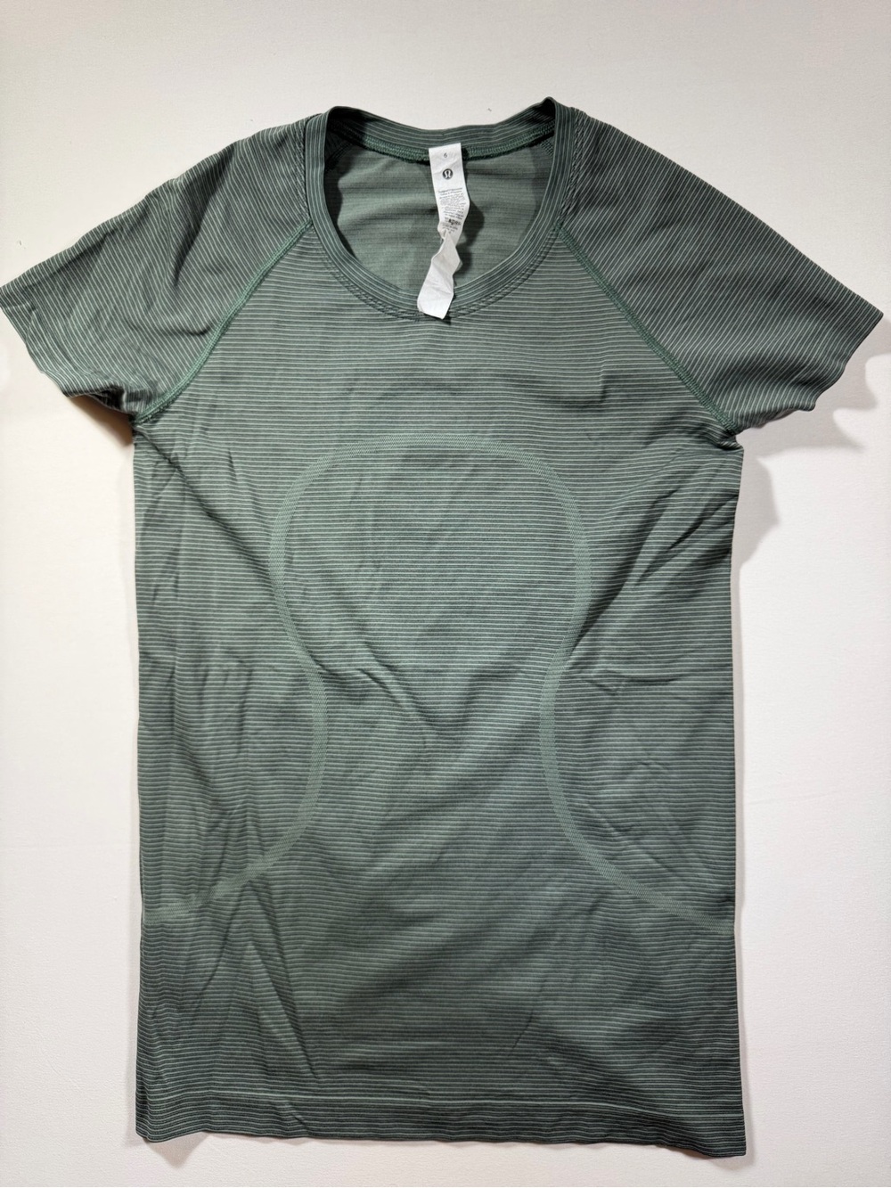 lululemon athletica Women's Short Sleeve Crew Tee in Olive Green Stripe